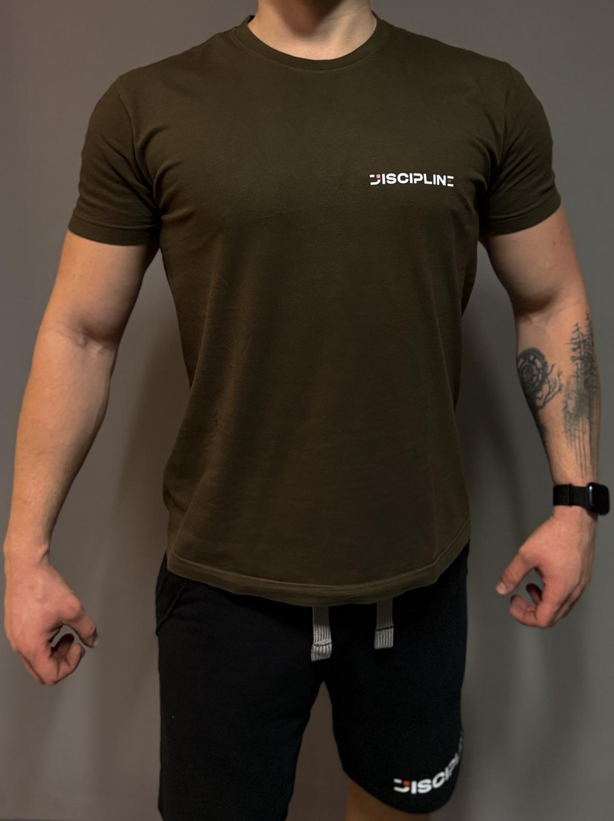 DISCIPLINE Slim Fit Tričko Čierne/ Tmavo Zelená/ Olivová/ Prášková Šedá